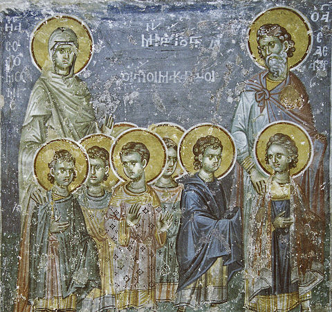 Семь святых мучеников Маккавеев: Авим, Антонин, Гурий, Елеазар, Евсевон, Адим и Маркелл, мать их Соломония и учитель их Елеазар пострадали в 166 году до Рождества Христова от нечестивого сирийского царя Антиоха Епифана