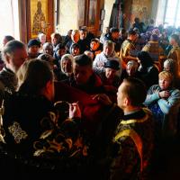в Великую Среду, в храме святого пророка Иоанна Предтечи в Калуге была совершена последняя литургия Преждеосвященных Даров текущим Великим постом. Богослужение совершалось соборно клиром храма