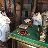 в субботу шестой седмицы Великого поста, Святая Церковь воспоминает чудо воскрешения Спасителем своего друга Лазаря, впоследствии ставшего епископом Киттийским (нынешняя Ларнака). В Предтеченском храме богослужения начались с пятницы вечера - славословной утреней