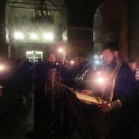 в храме святого пророка Иоанна Предтечи, было совершено последование Великого повечерия, за которым читается канон преподобного Андрея Критского. Канон разделяется на четыре части и соответственно прочитывается с понедельника по четверг