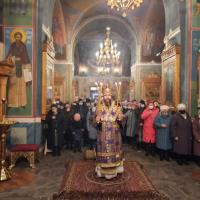 в субботу первой седмицы Великого поста, Святая Церковь вспоминает чудесные Первое и второе обретения честной главы Иоанна Предтечи, в этот день, Предтеченский храм празднует свой престол - разделить радость праздника с приходом приехал преосвященнейший Леонид, епископ Тарусский, викарий Калужской епархии